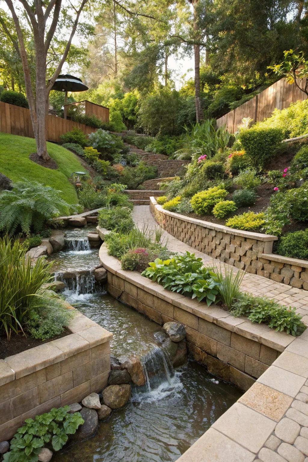 A terraced stream design for beautifully managing gradients.
