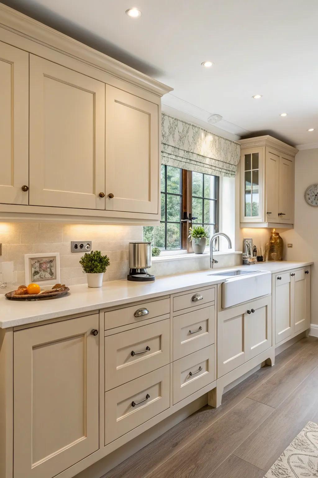 Shaker-style units merge simplicity with traditional sophistication.