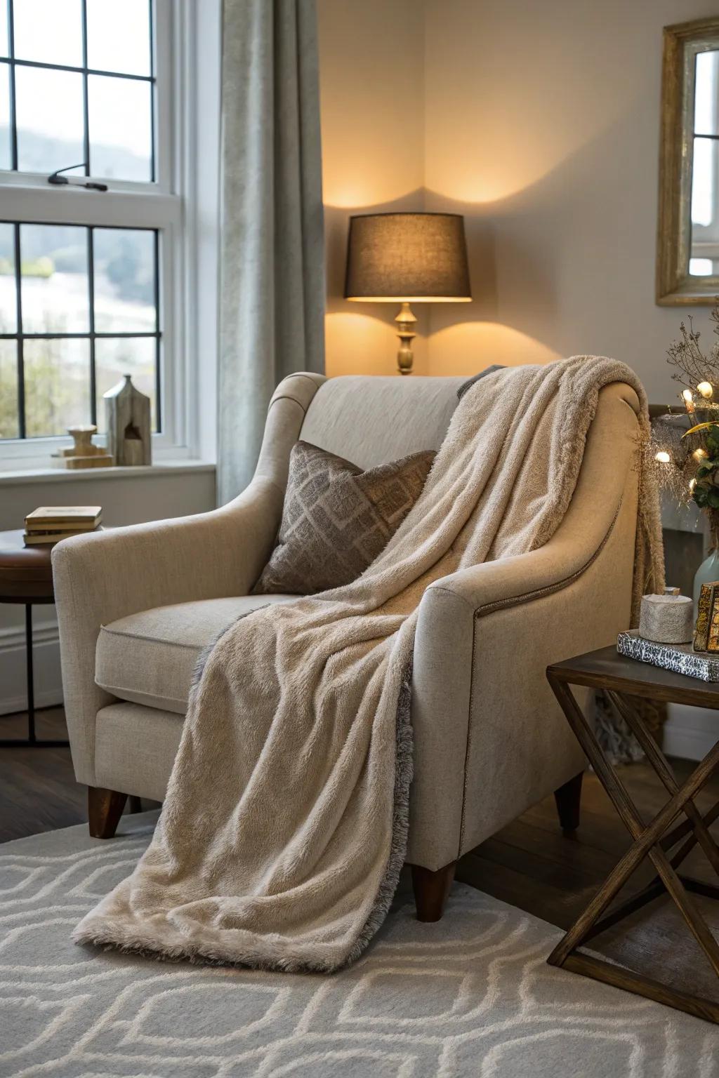 A comfort throw imbues warmth and flair.