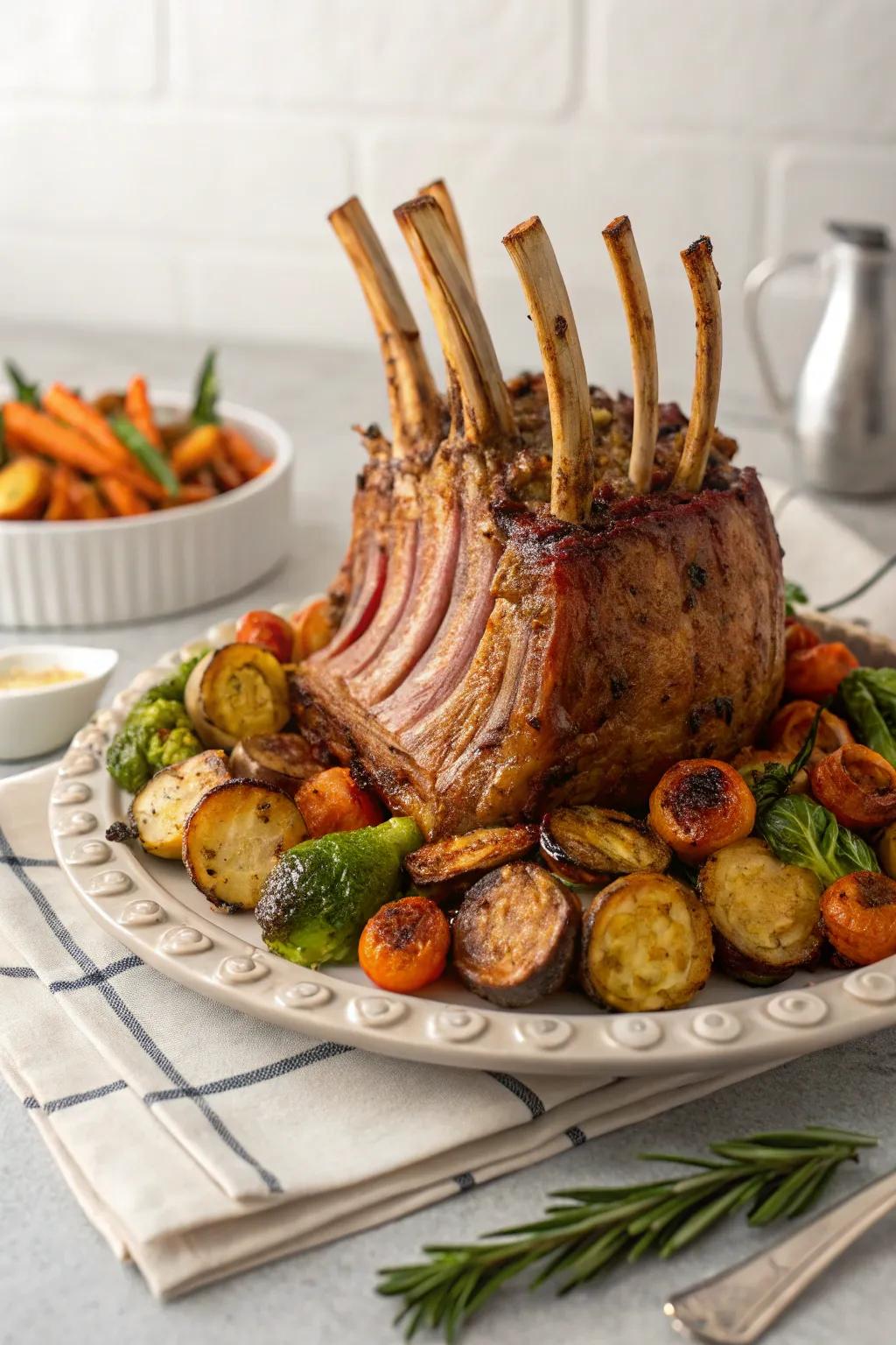 A magnificent ceremonial pork roast, setting the stage for a memorable New Year's celebration.