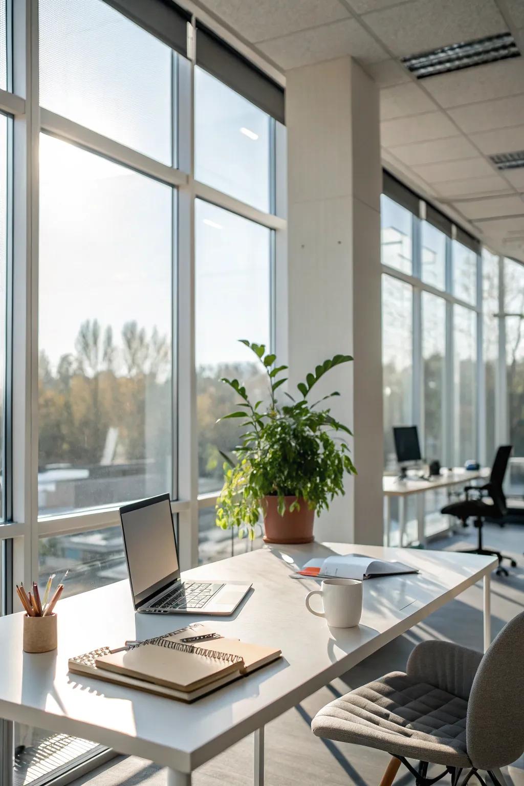 Harness the potency of natural light for a more radiant workspace.