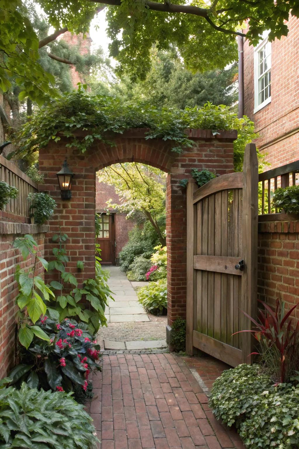 A grand entryway invites you into this delightful courtyard