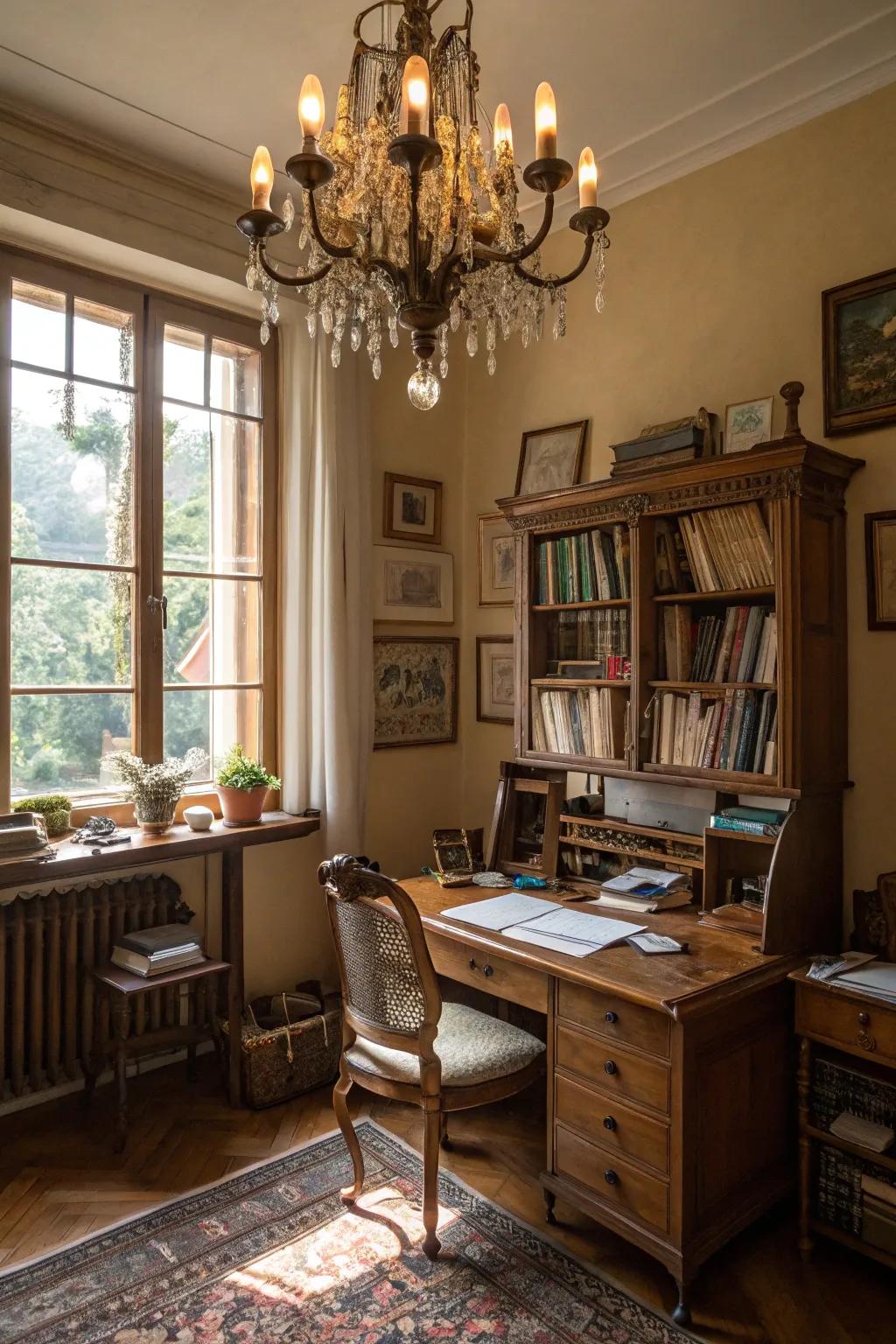 Introduce magnificence through a vintage multi-branched lighting fixture