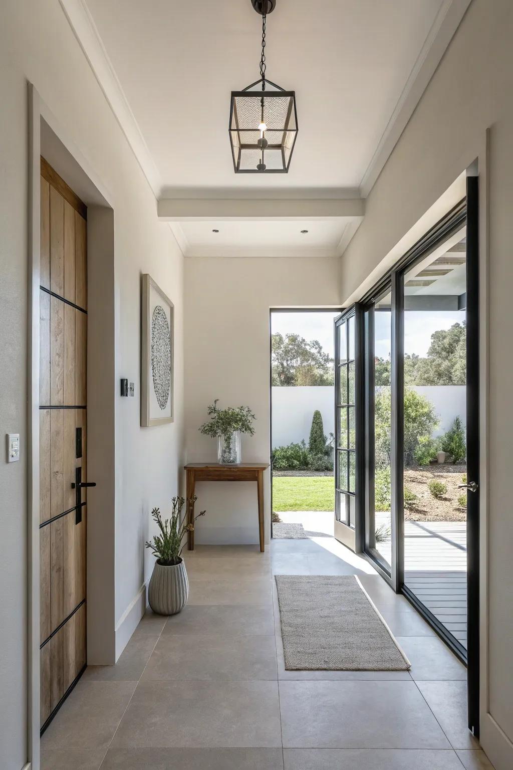 A minimalistic entryway underscores the allure of simplicity and arrangement.