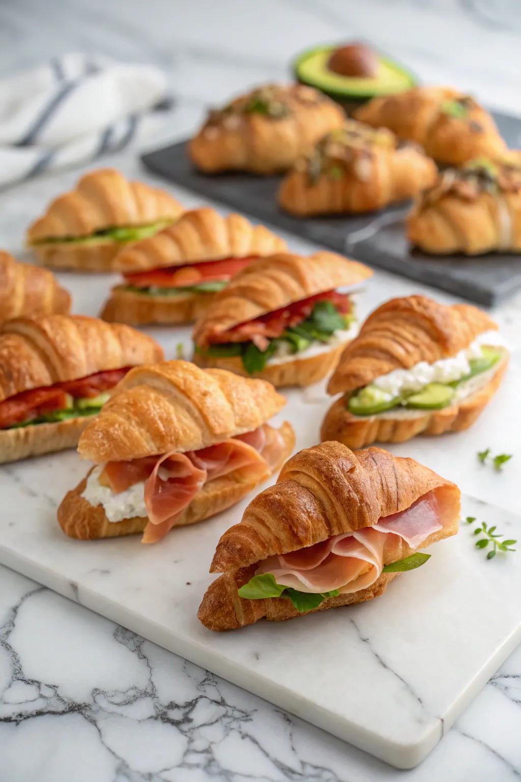 Mini croissant sandwiches bring a touch of elegance and flavor.