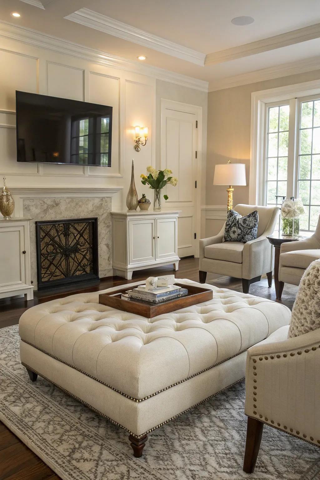 An adaptable ottoman fitting effortlessly within any design aesthetic.