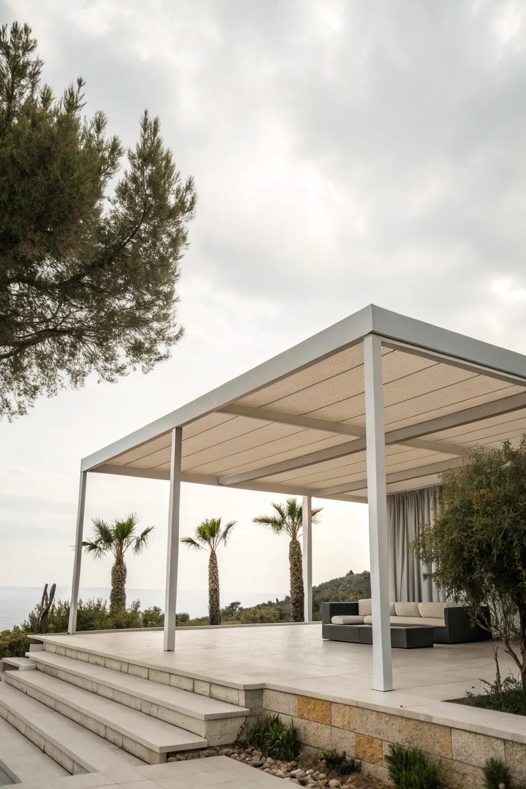 Minimalist design imparts elegance and simplicity to outdoor expanses.
