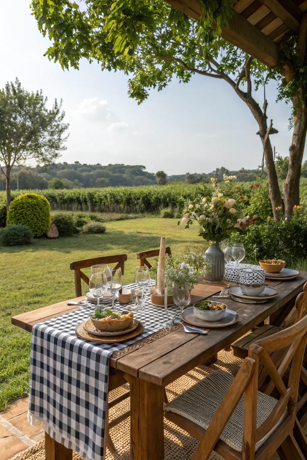 A charming outdoor dining space set for a delightful meal.