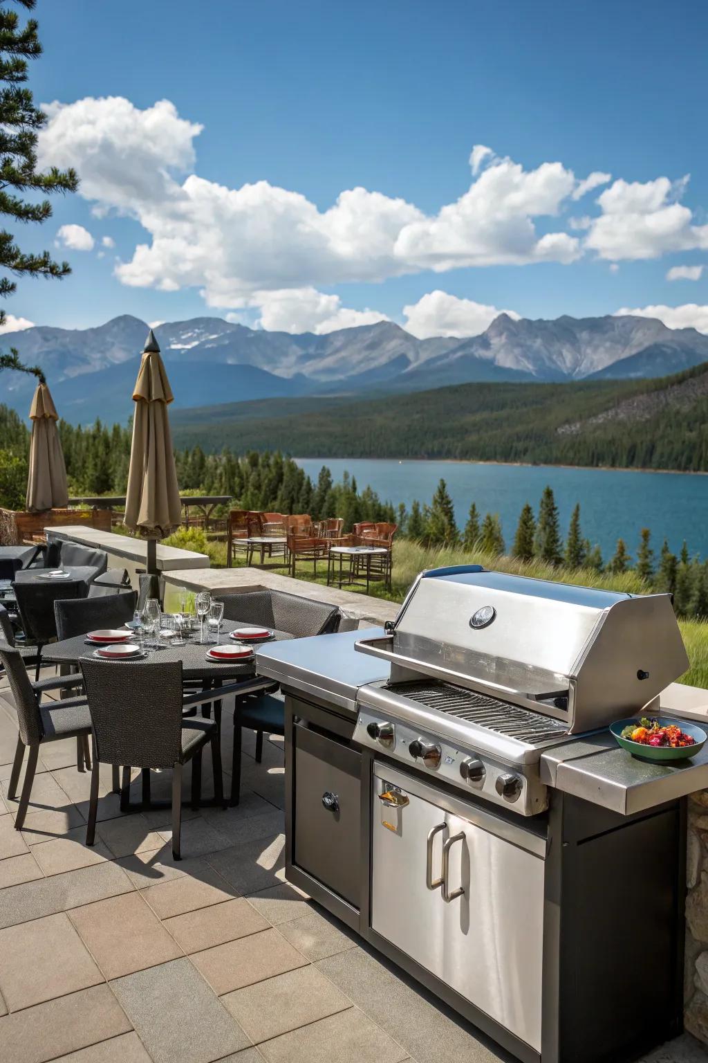 Cooking with a breathtaking view elevates the grilling experience.