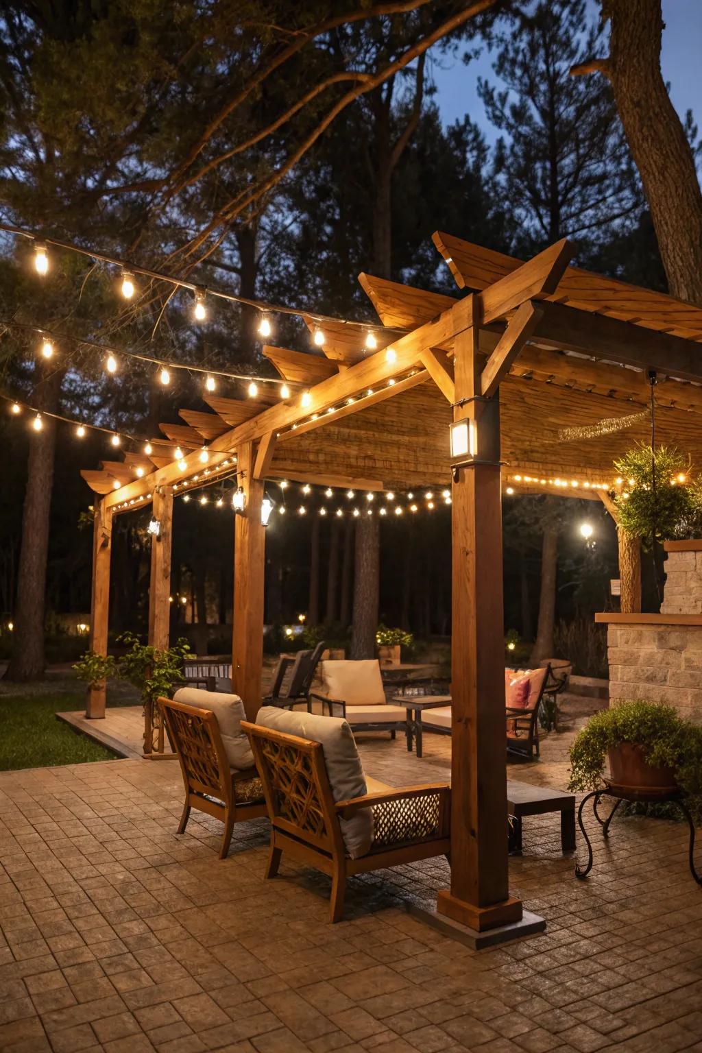 Suspended illumination cultivates a warm and intimate mood within your outdoor personal sanctuary.
