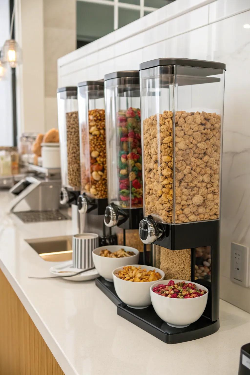 Snack throwers present a sleek and functional means of storing pantry essentials.