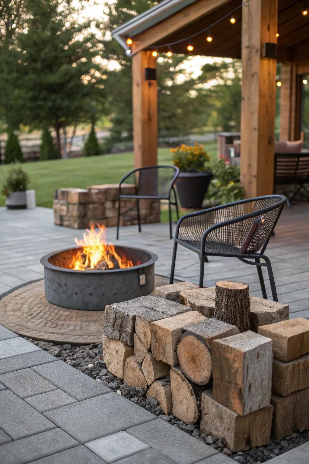 Mixing materials contributes personality and appeal to your patio.