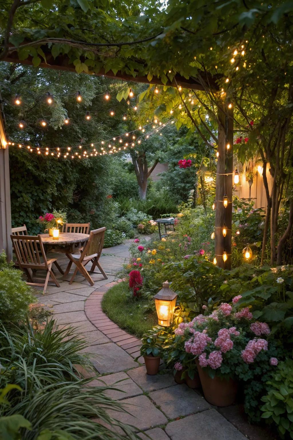 Glimmer lights fashion a mystical, clandestine garden impression in your patio sector.