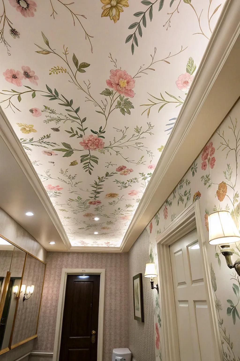 Elevate your space through an incredible ceiling wallpaper application.