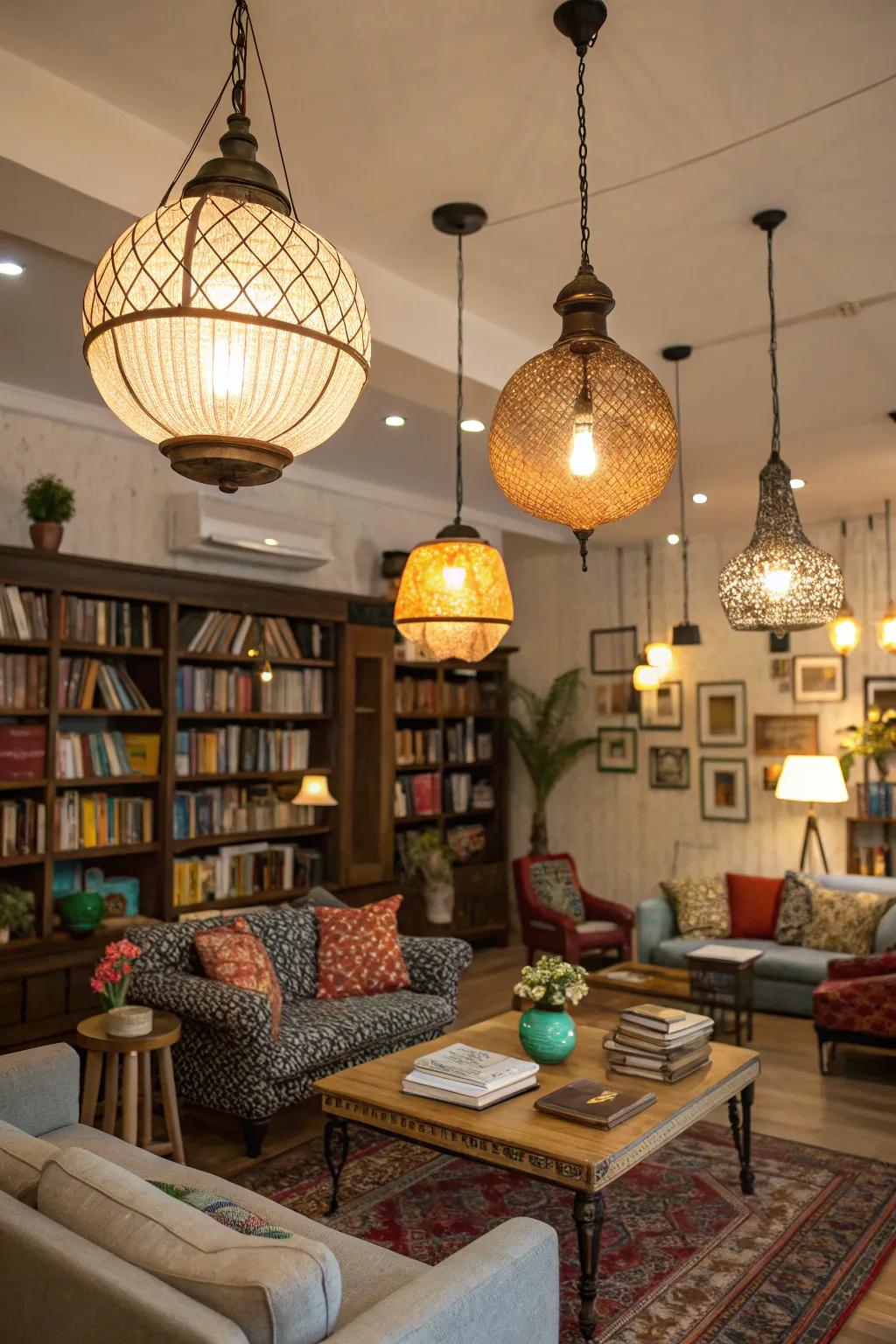 A varied assortment of pendants enriches your ornamental layout with persona.