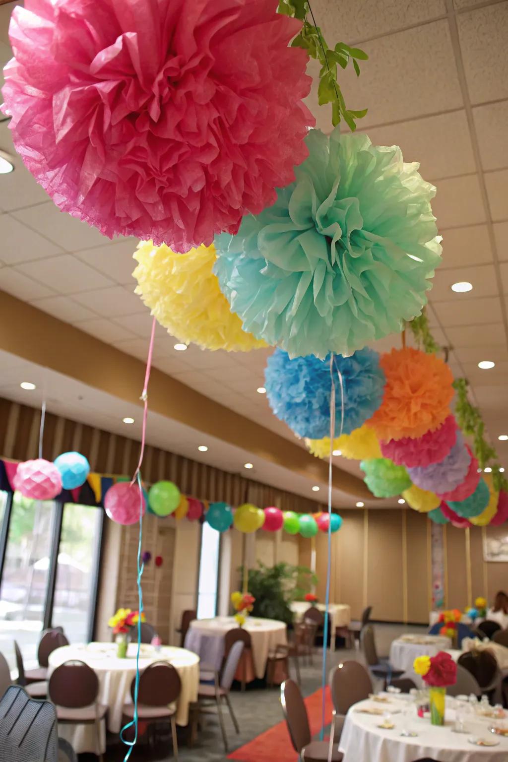 Add volume and texture with plastic pom-poms.