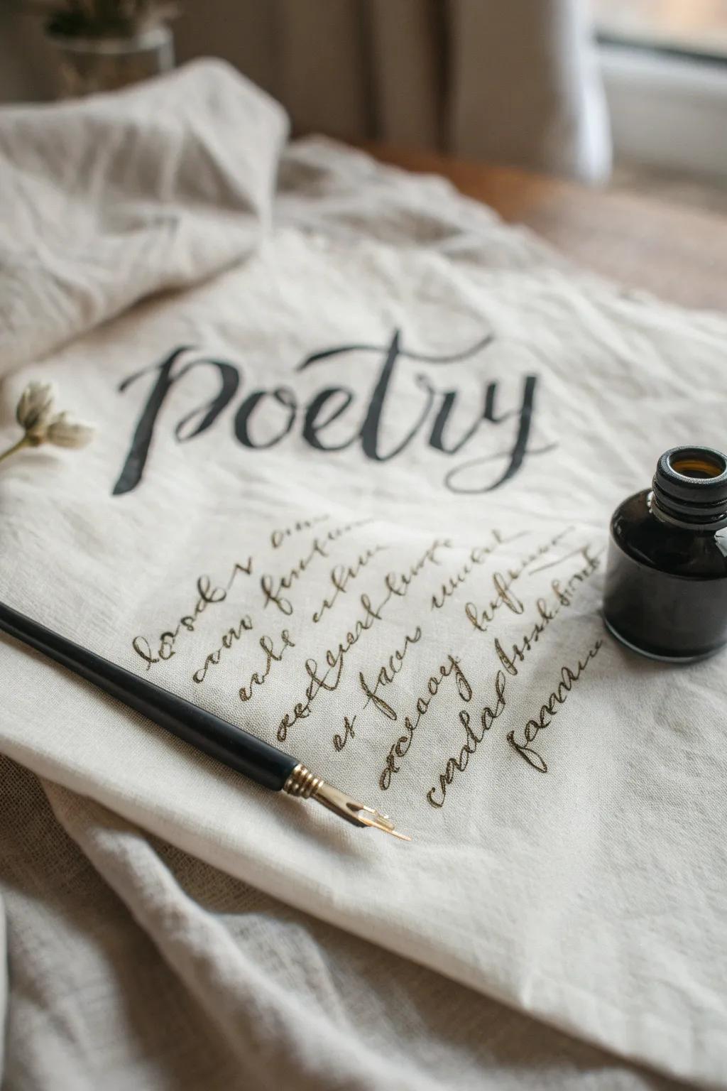 Calligraphy imparts a handcrafted elegance to poems.