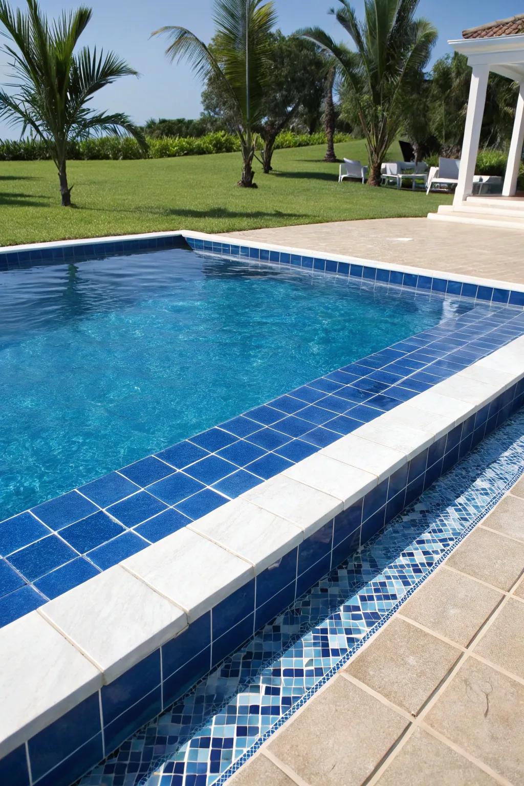 Contrasting hues in coping amplify the pool's visual charm.