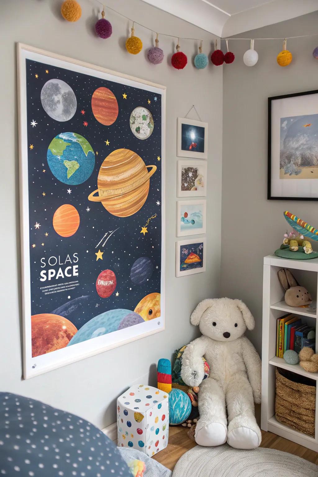 A stellar expedition art print that guides children on a cosmic voyage.