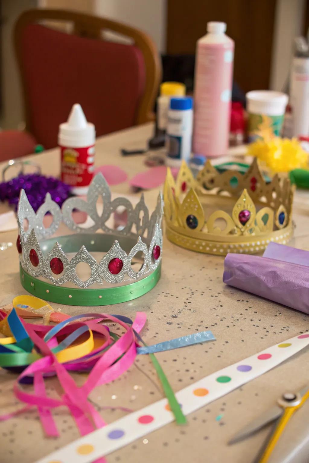 Fashioning amphibian royal headwear is an engaging and interactive activity.