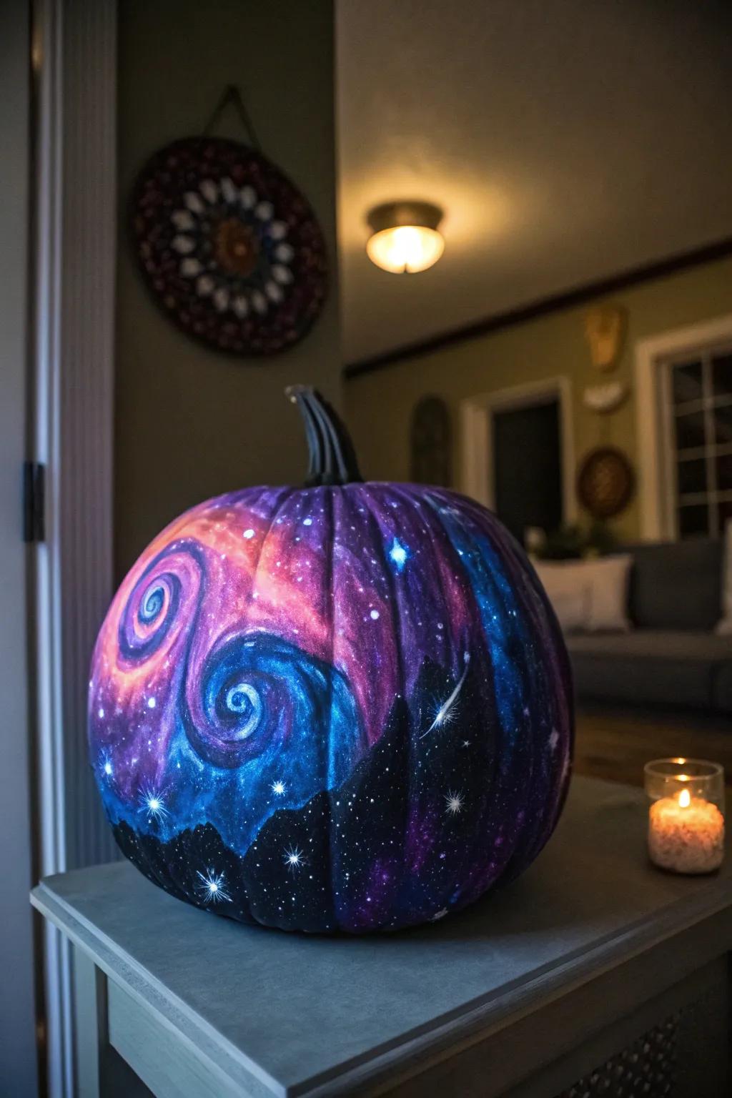 Transform your gourd into its personal cosmos with cosmic patterns.