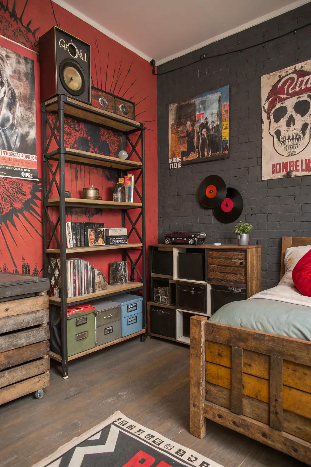Contribute an edgy vibe through alternative furniture selections that stand out.