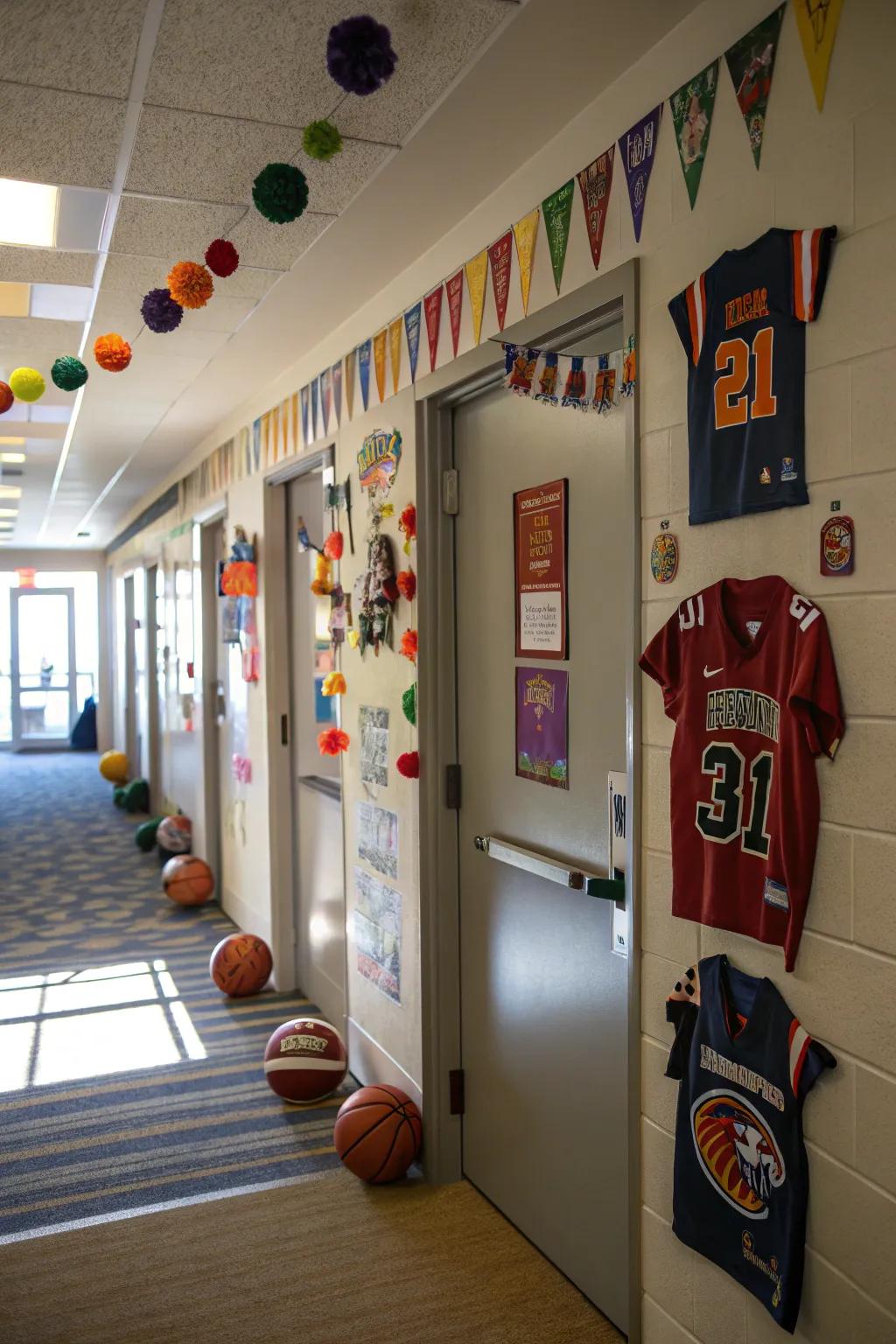 Inspire team spirit with sports-related door decorations.