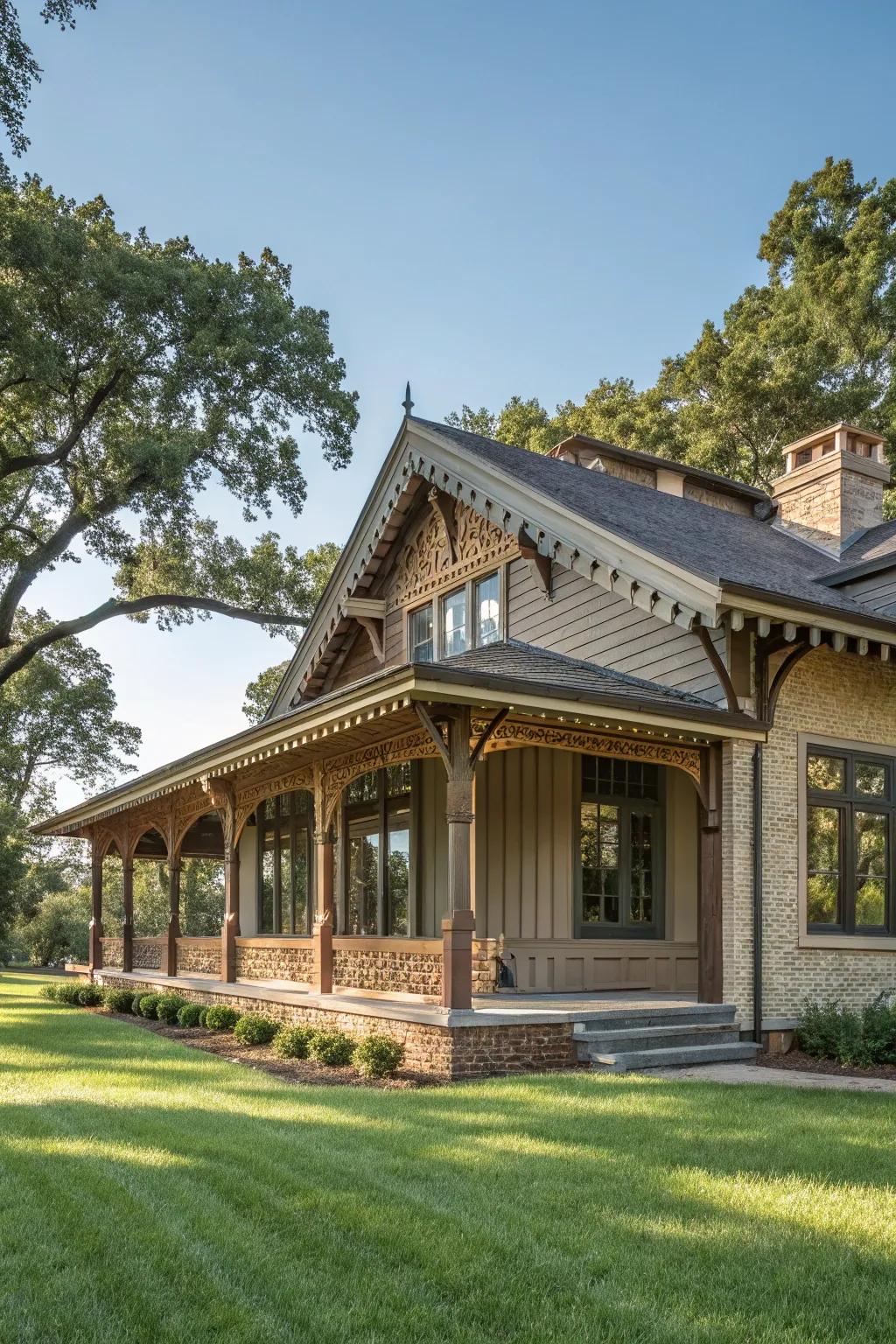 Structural details infuse sophistication into this ranch-style abode.