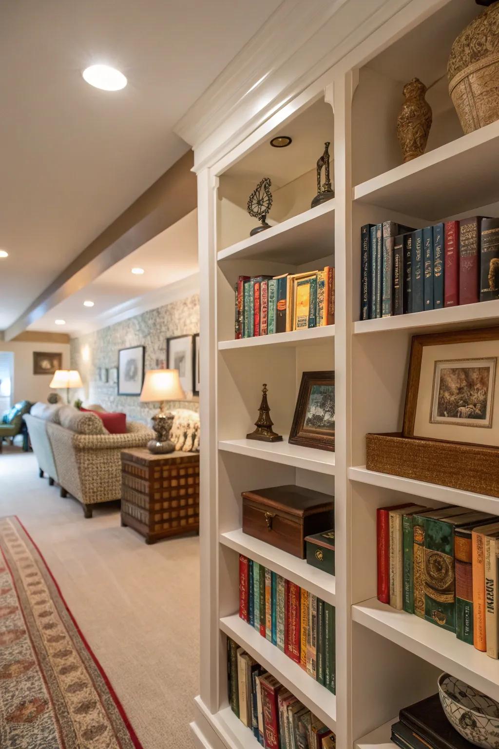 Ornamental shelving introduces a personal nuance to your area.