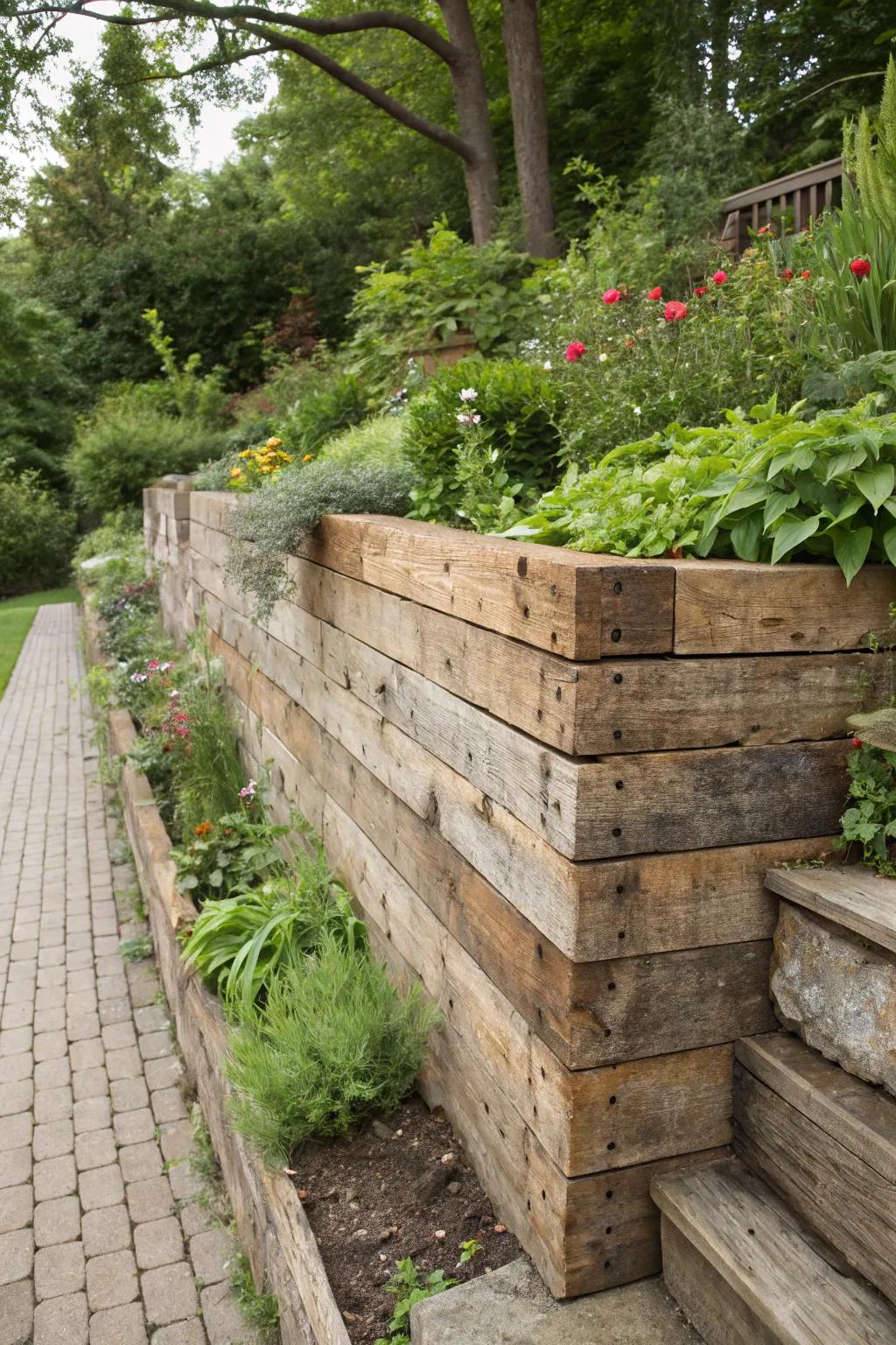 Timber walls grant warmth and a natural aesthetic to gardens.