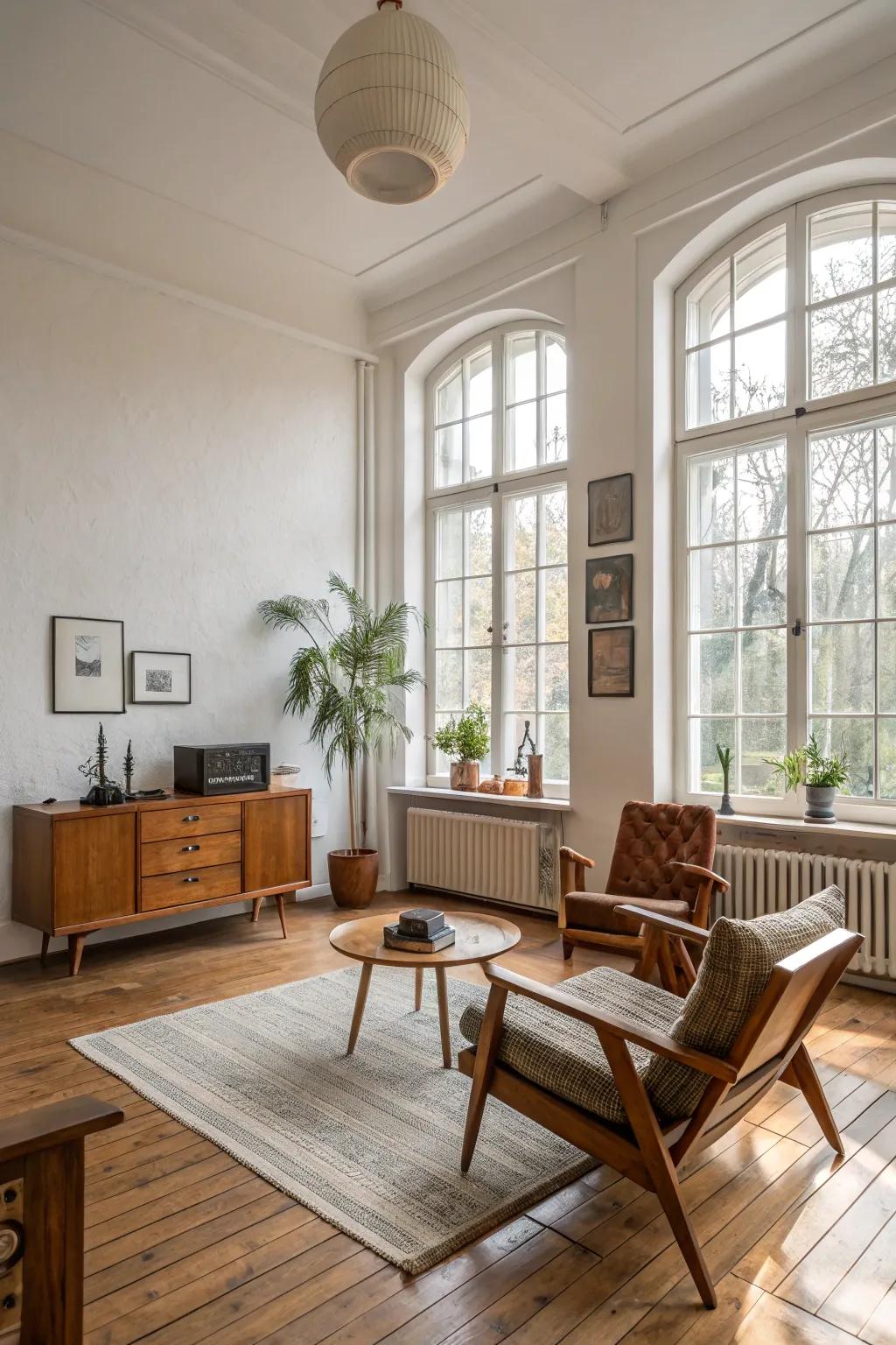 Open spaces enhance the retro aesthetic.