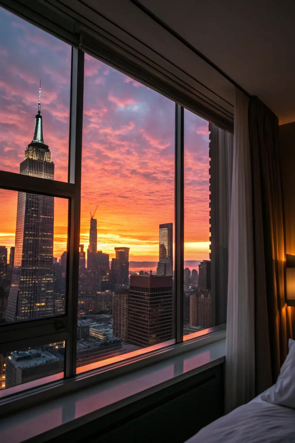 A breathtaking vista amplifies the amorous ambiance.