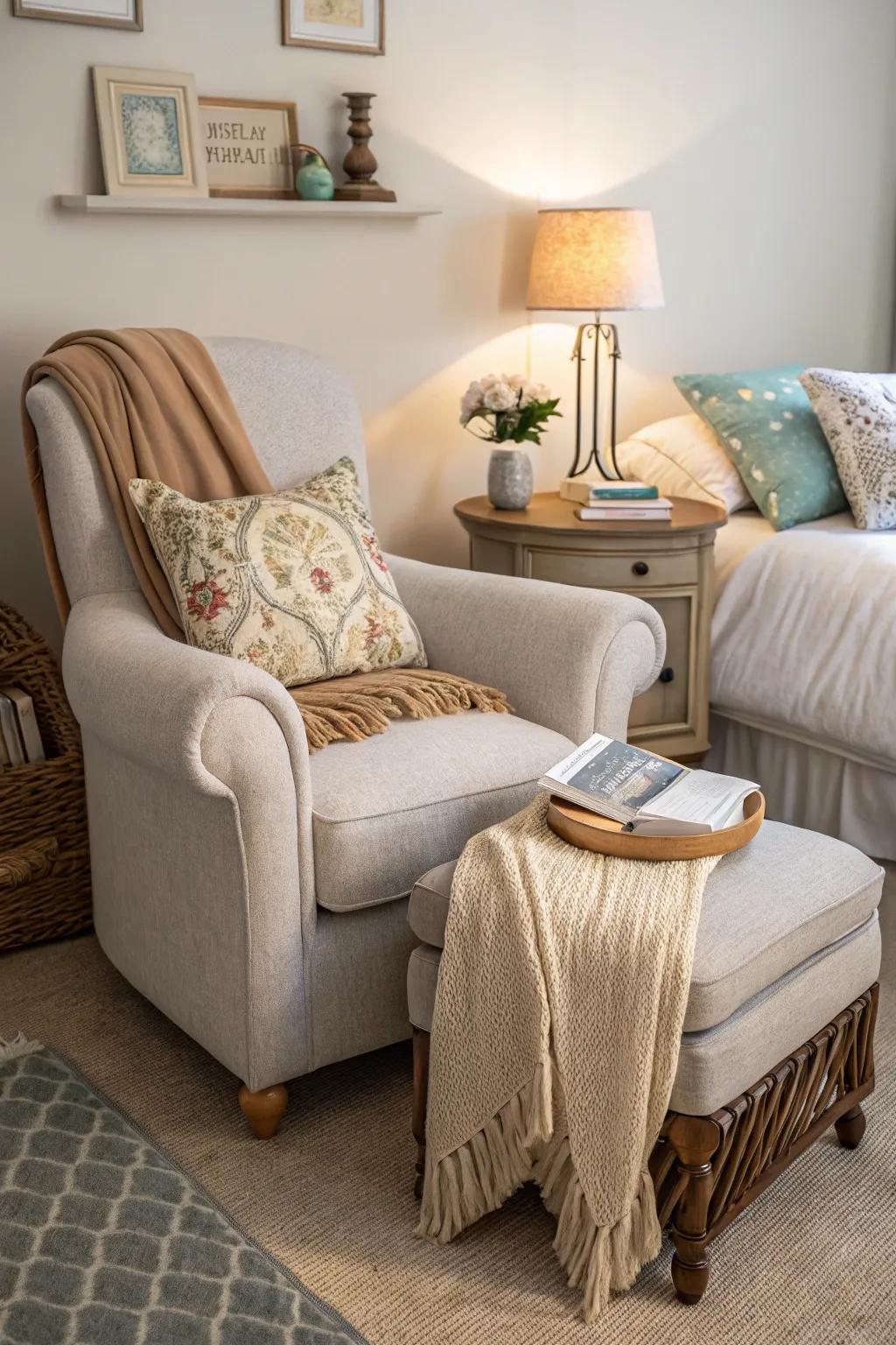 Cozy furnishings complete the inviting ambiance.