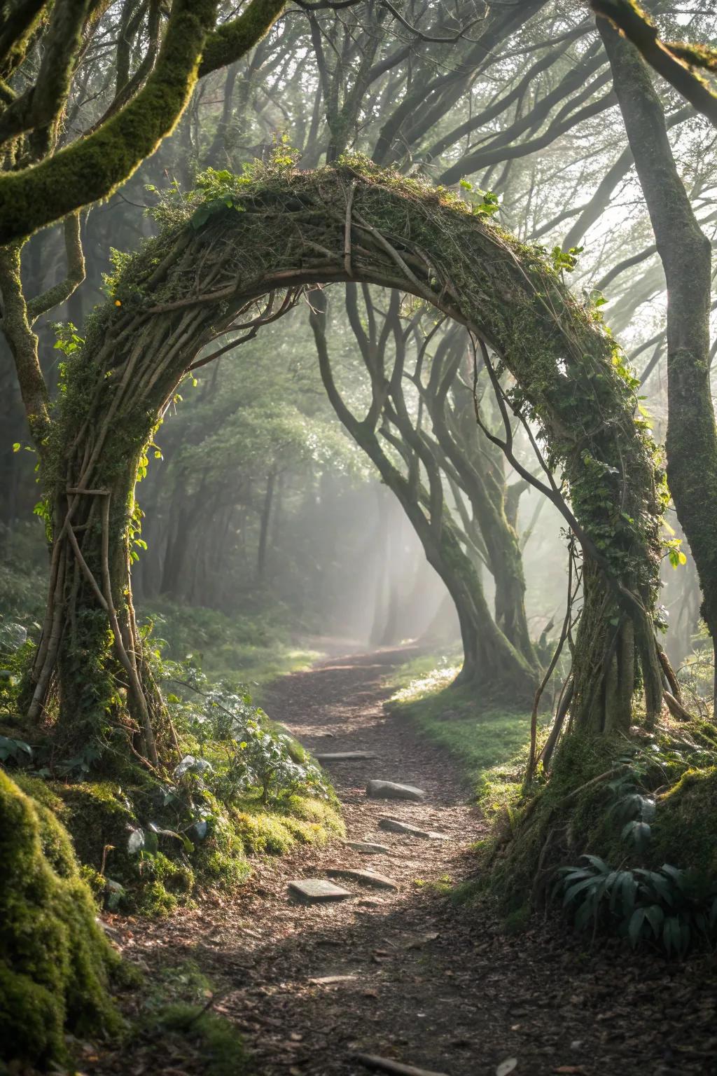 An enchanted woodland-themed entrance, ideally matched for nature enthusiasts.