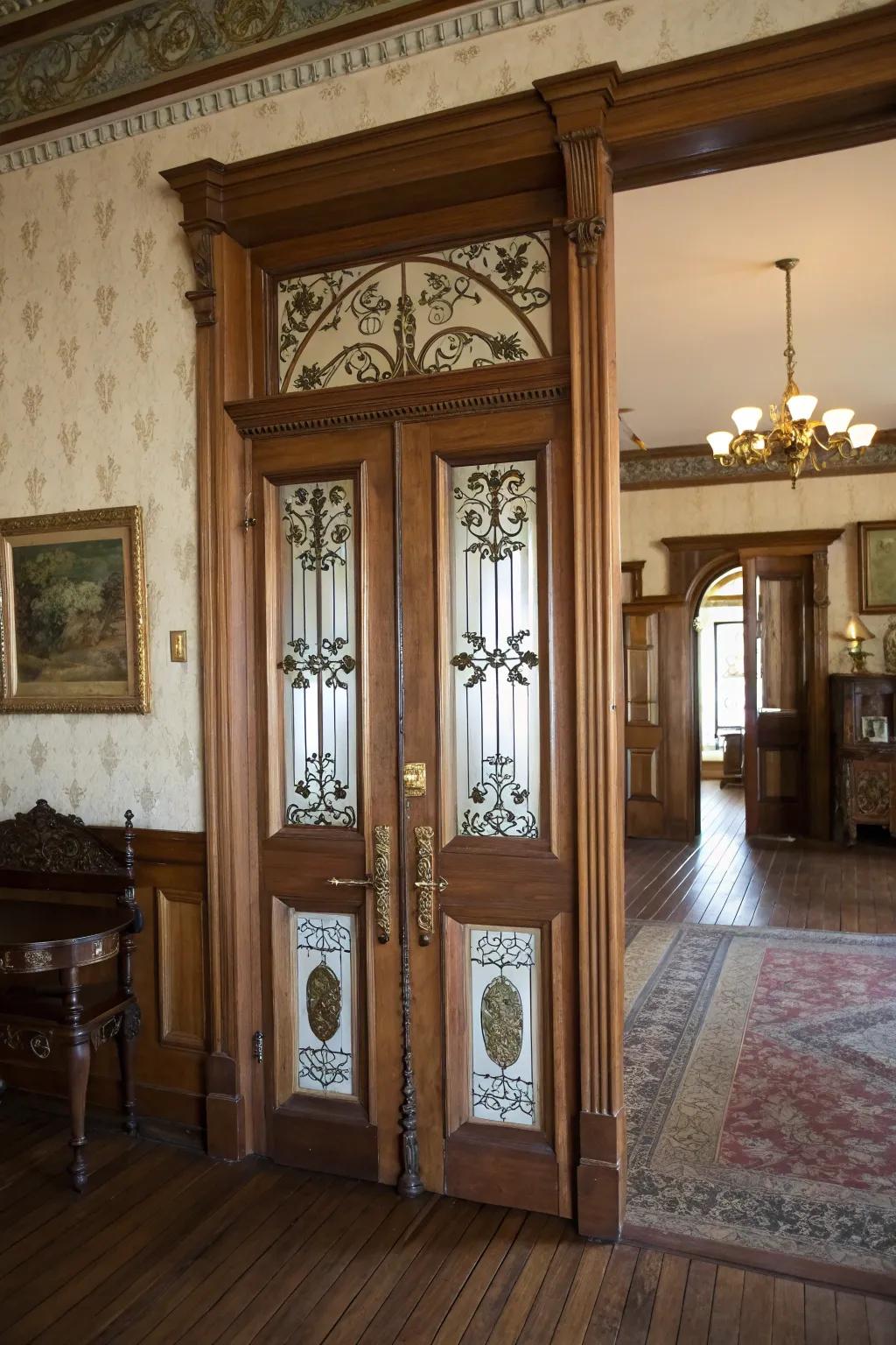 Nostalgic charm is evoked with vintage-style saloon doors.