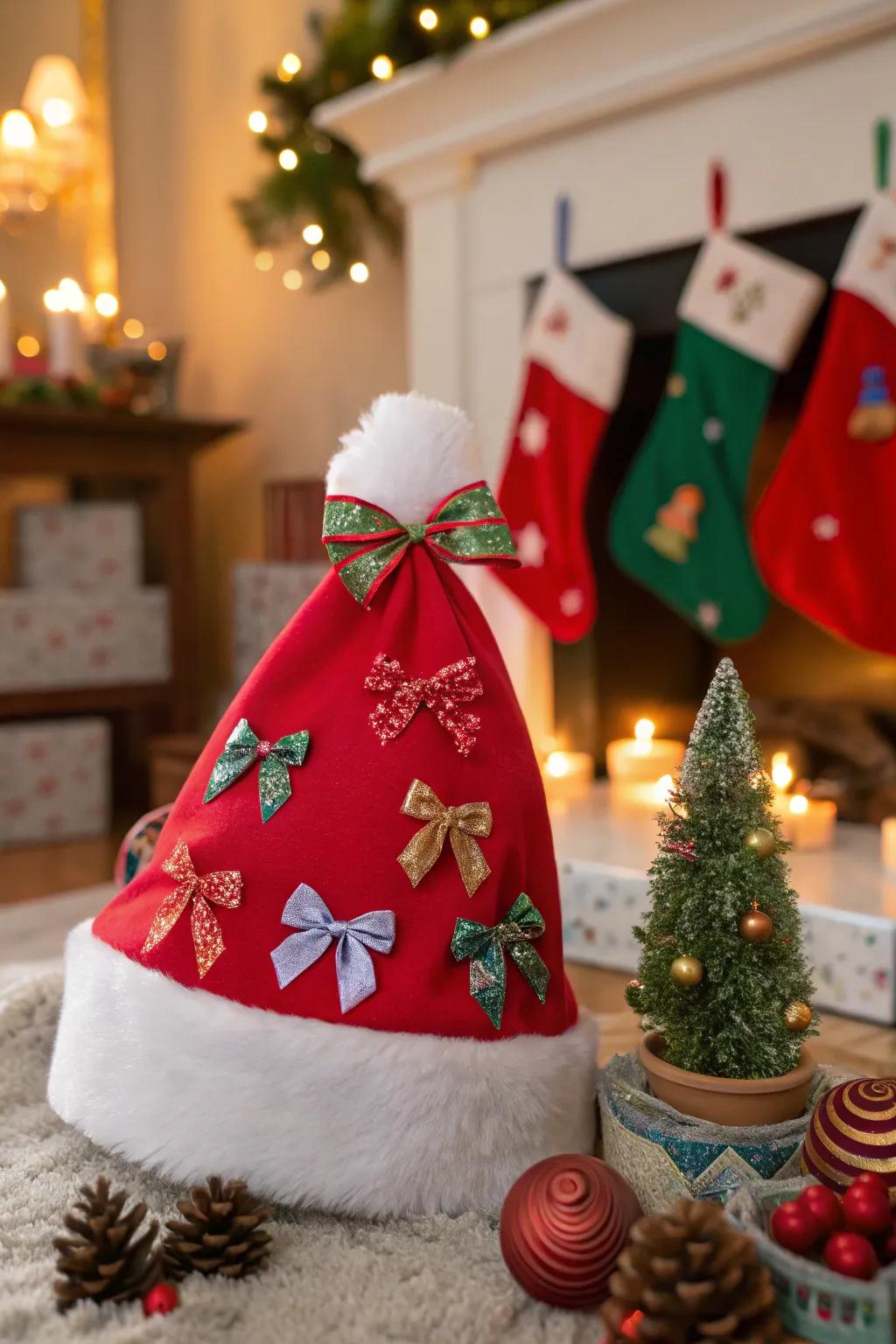 Elevate your hat through baubles and ornamental knots.