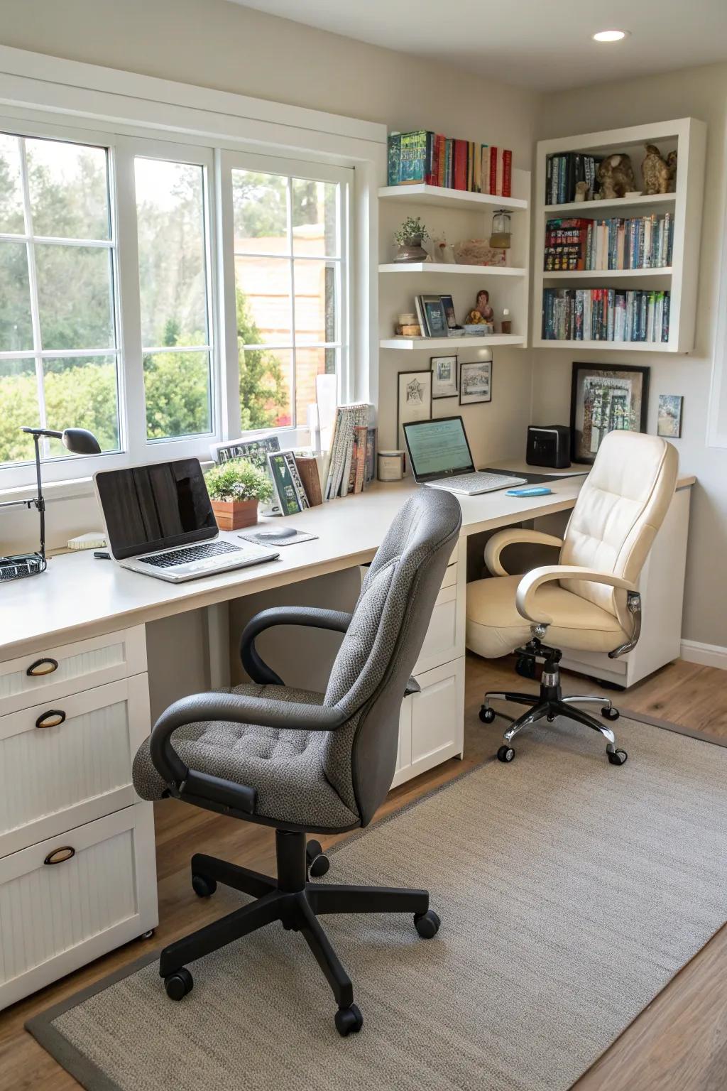 Emphasis on relaxation via ergonomic seating options.