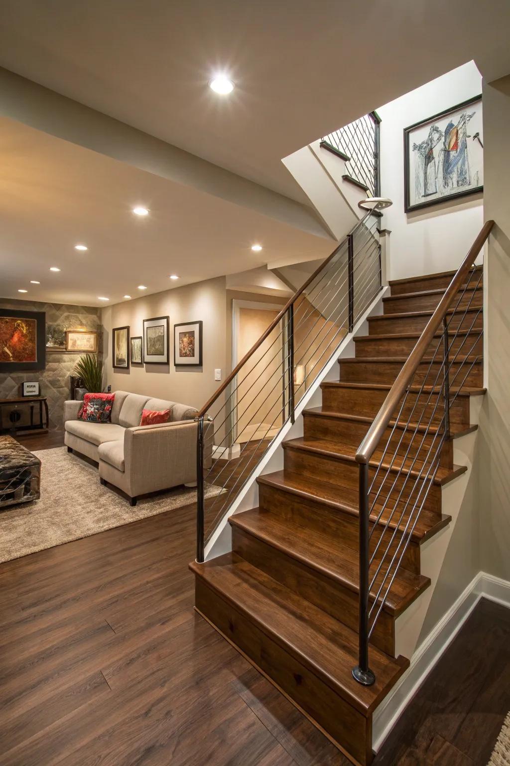 Seamless staircase integration improves movement and fashion.