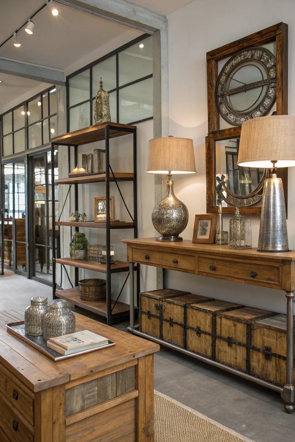 A mix of materials adds texture and interest.
