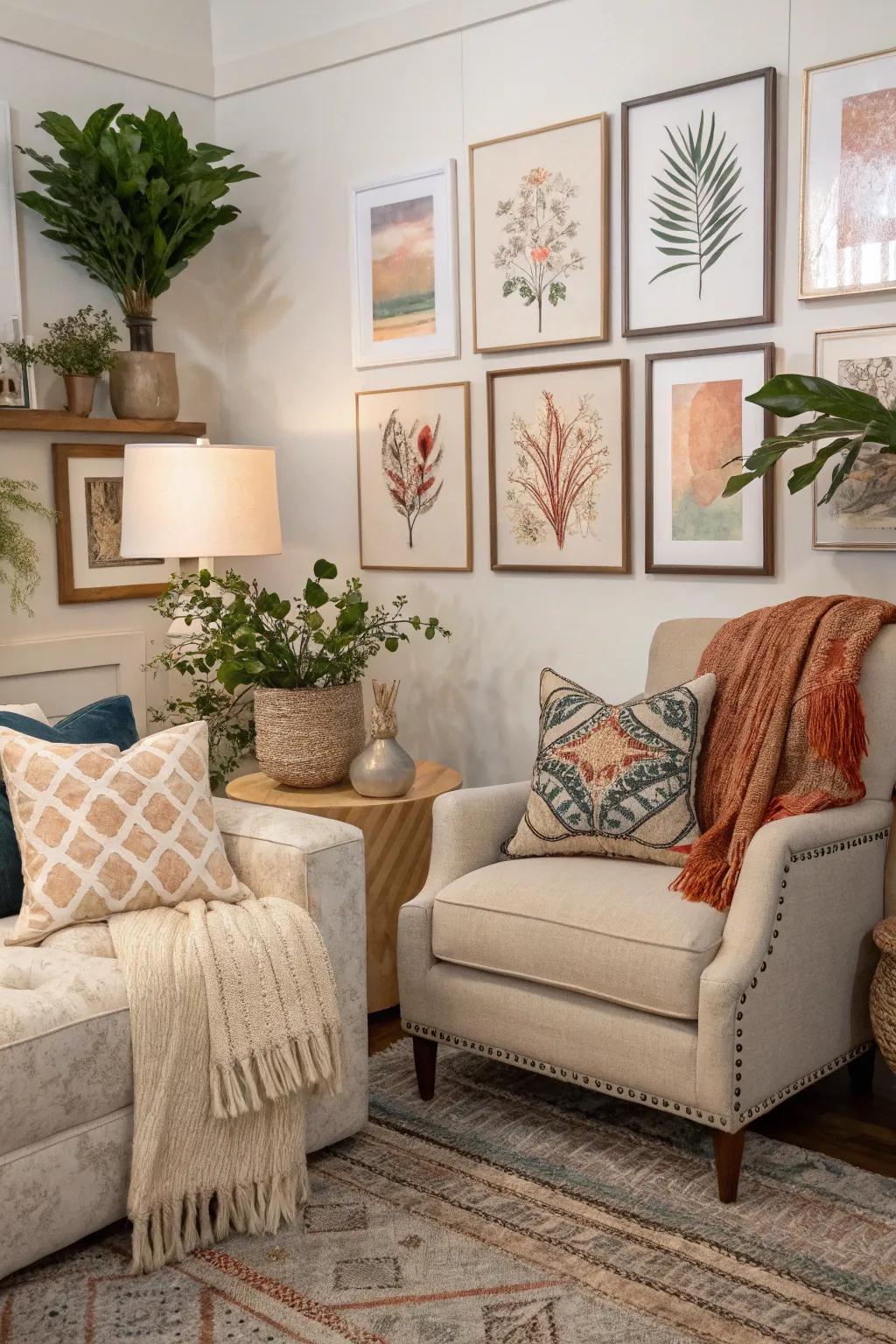 Art and decor personalizing and enriching the space.
