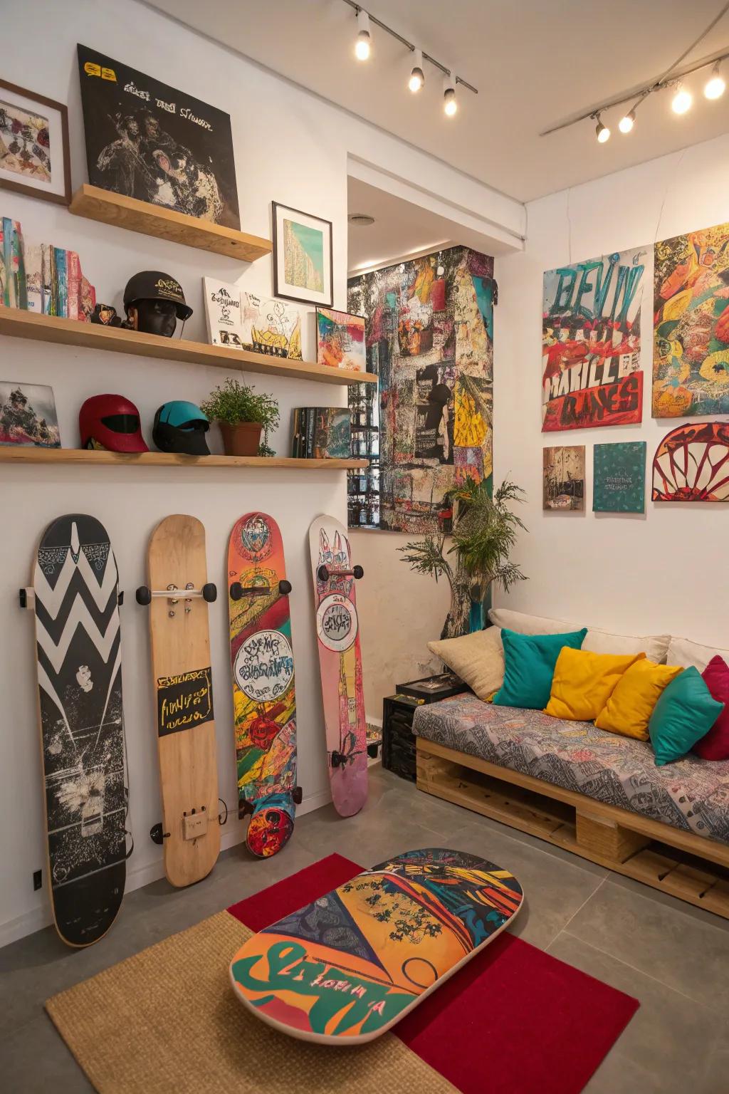 Unify your ornamentation using useful skateboard features.