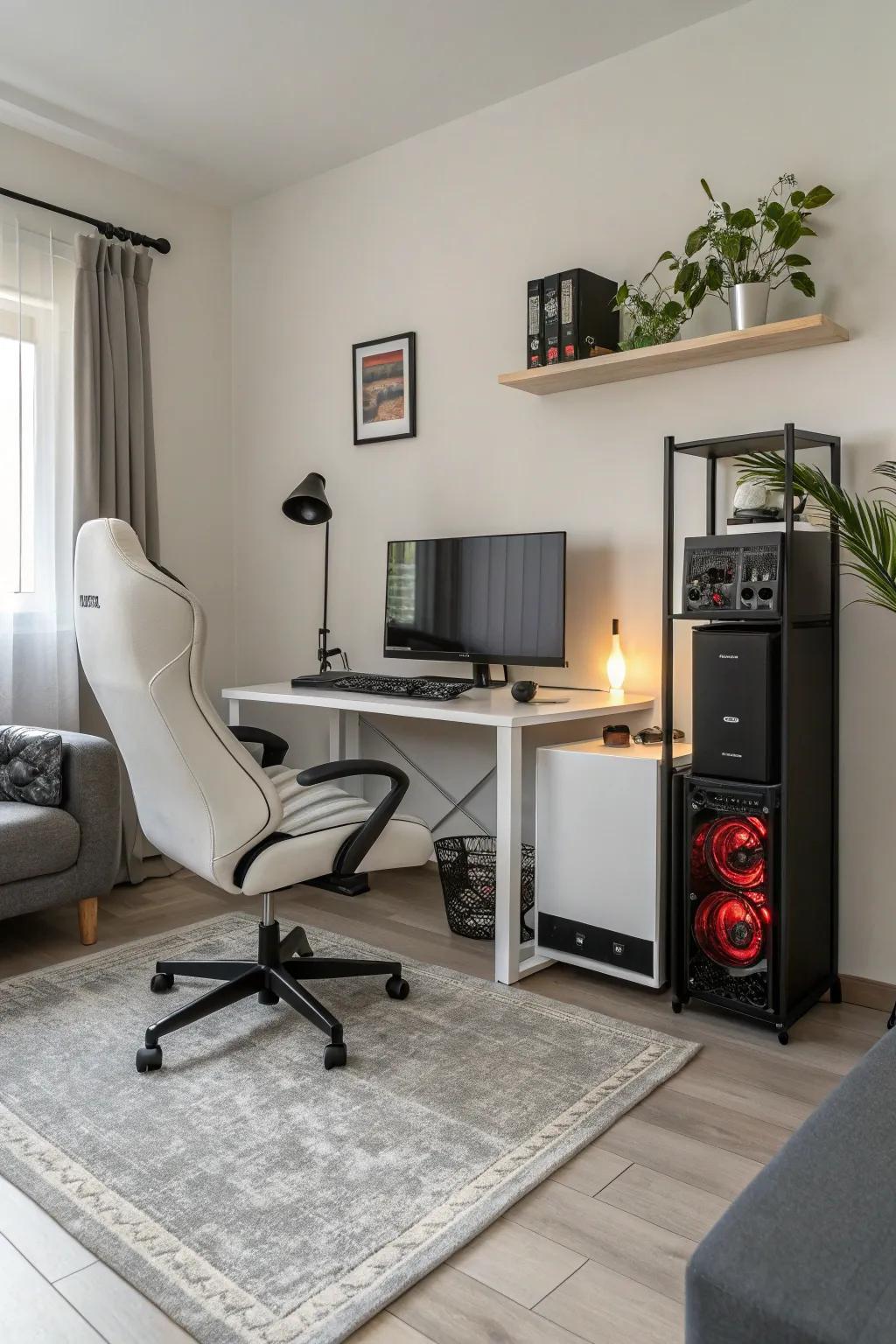 A minimalist design approach can make your gaming area feel more spacious.