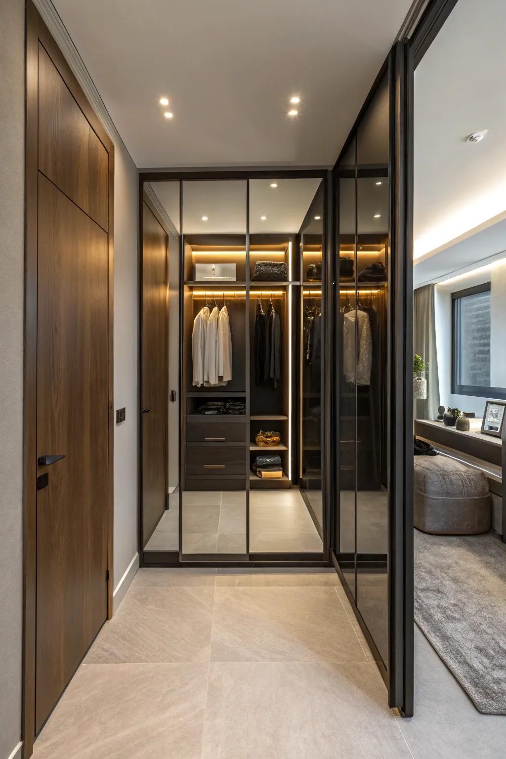 Reflective materials give the impression of more space.