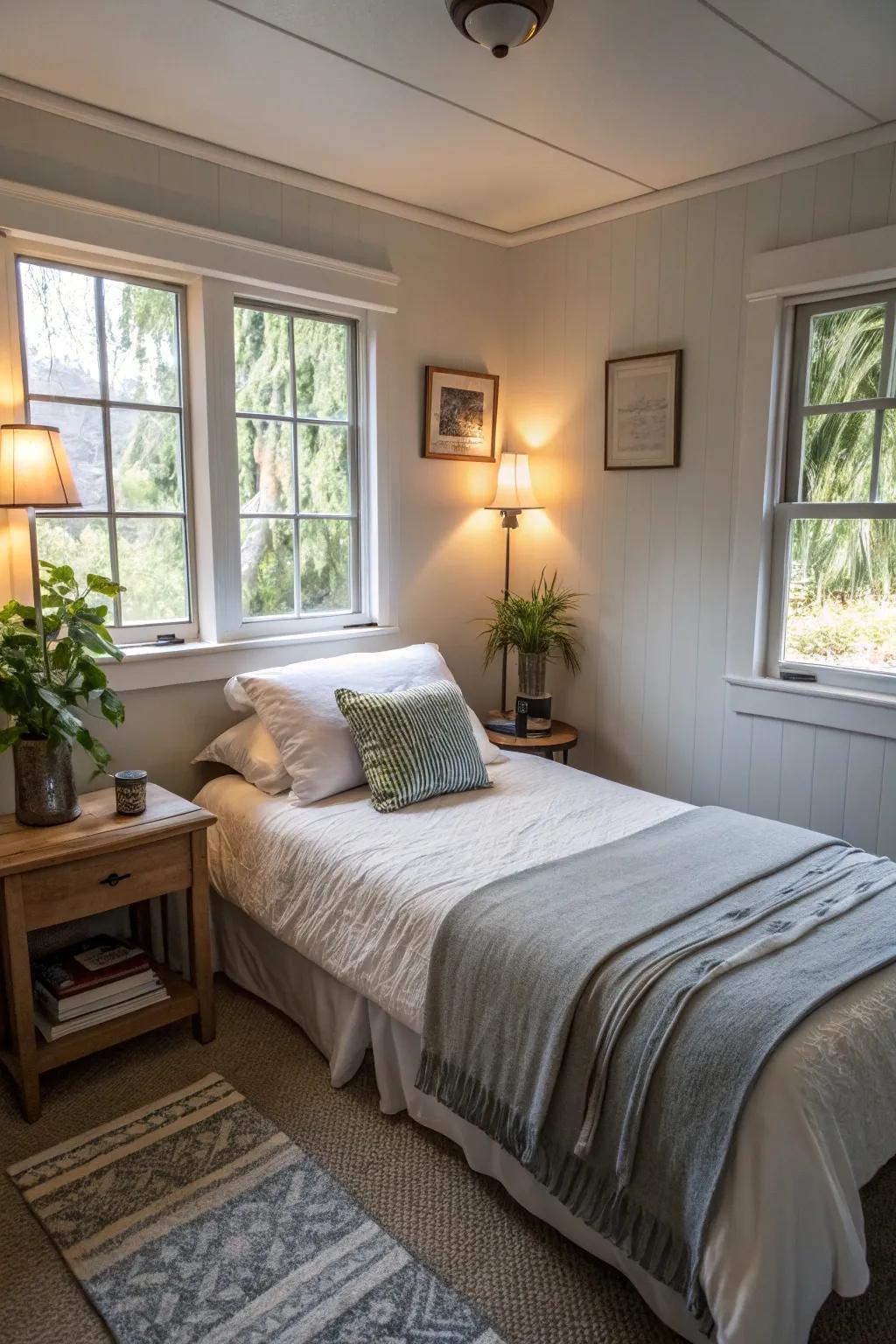 Layered lighting creates a welcoming ambiance.