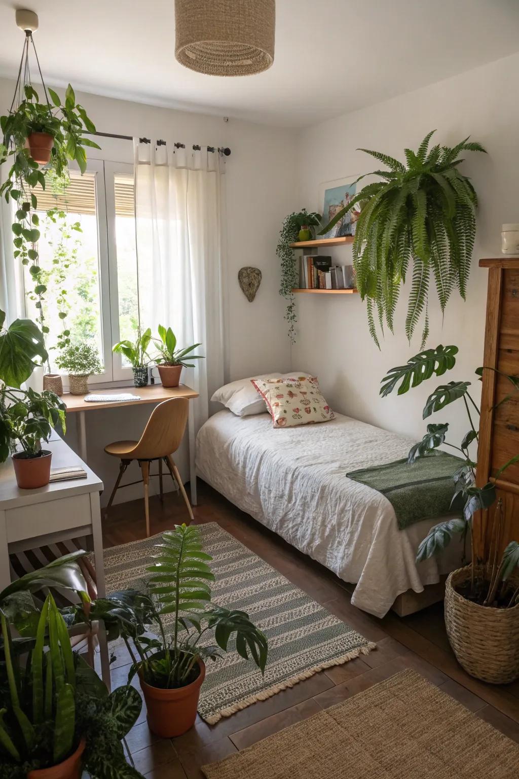 Plants introduce elements of nature into indoor environments.