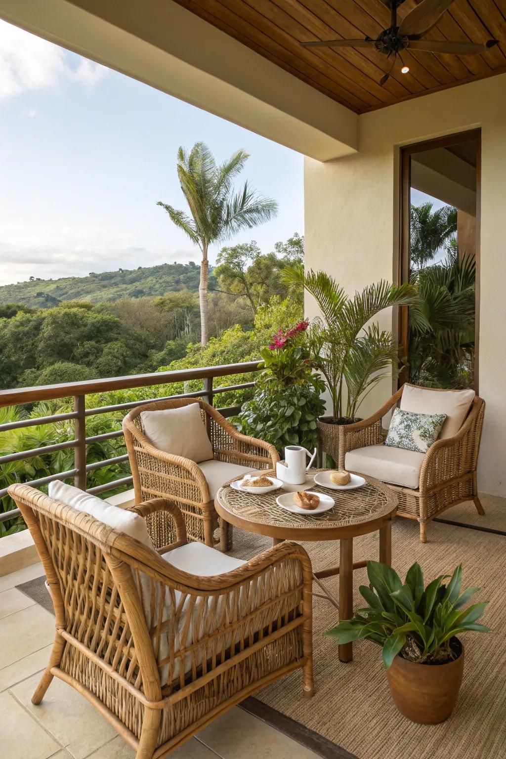 Embrace natural materials to cultivate a warm, inviting lanai atmosphere.