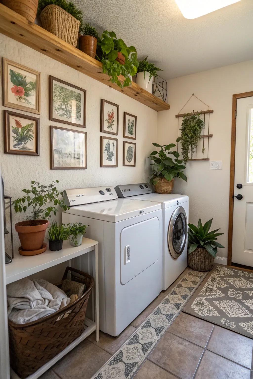 Lend charm to your laundry area through personal decorative accents.