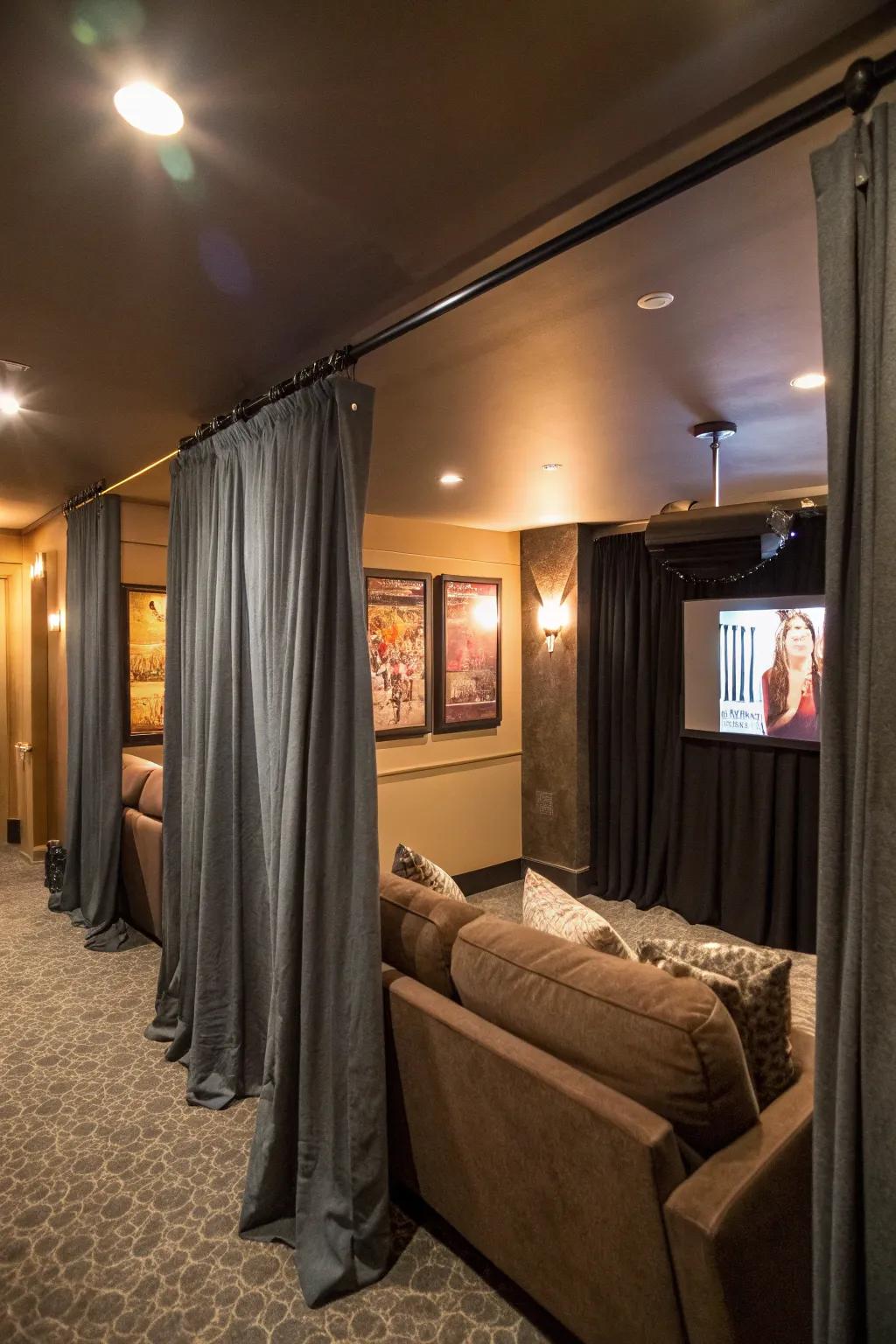 Establish solitude through fashionable fabric dividers.