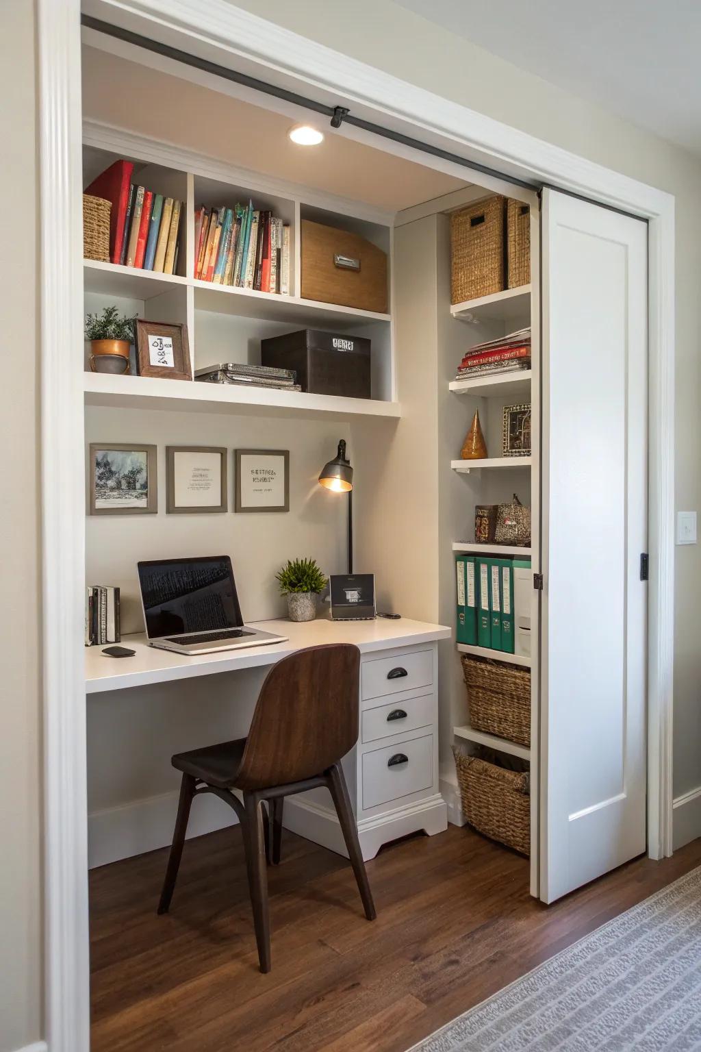 Reimagining a closet can uncover hidden possibilities for a functional workspace.