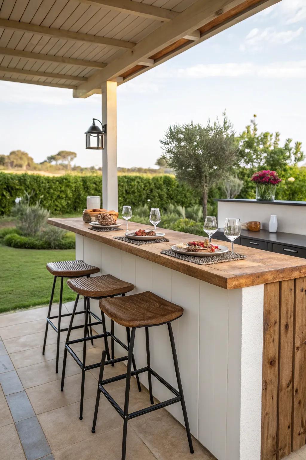 Bar style seating transforms your culinary space into a sociable center.